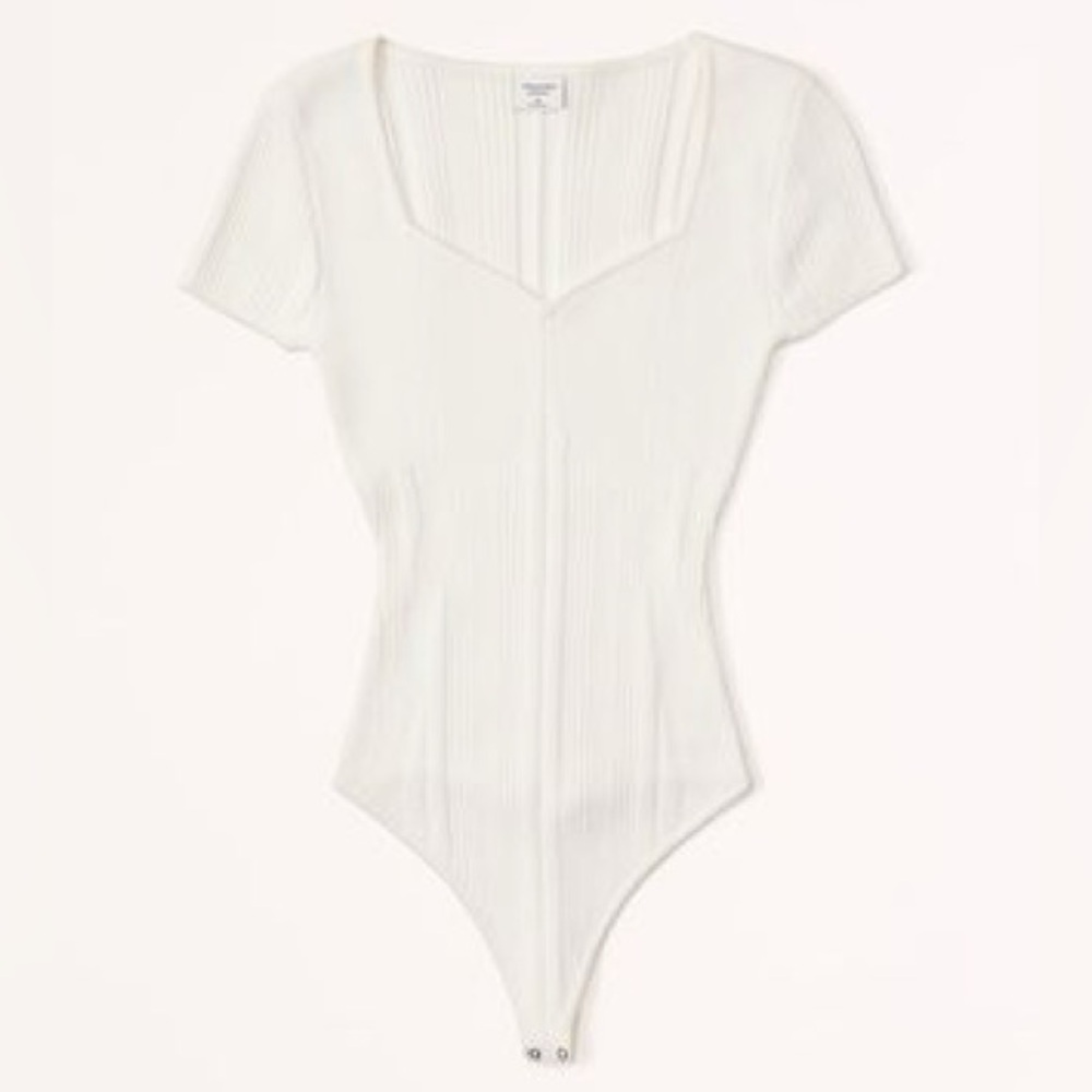 A&F Short-Sleeve Sweetheart Sweater Bodysuit - Picture 2 of 11